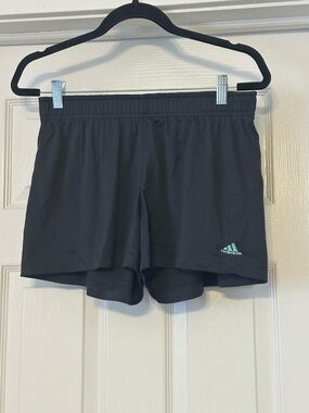 adidas Black Shorts with Mint Striped Waistband